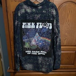 Pink Floyd upcycled bleached flannel tee One of a Kind